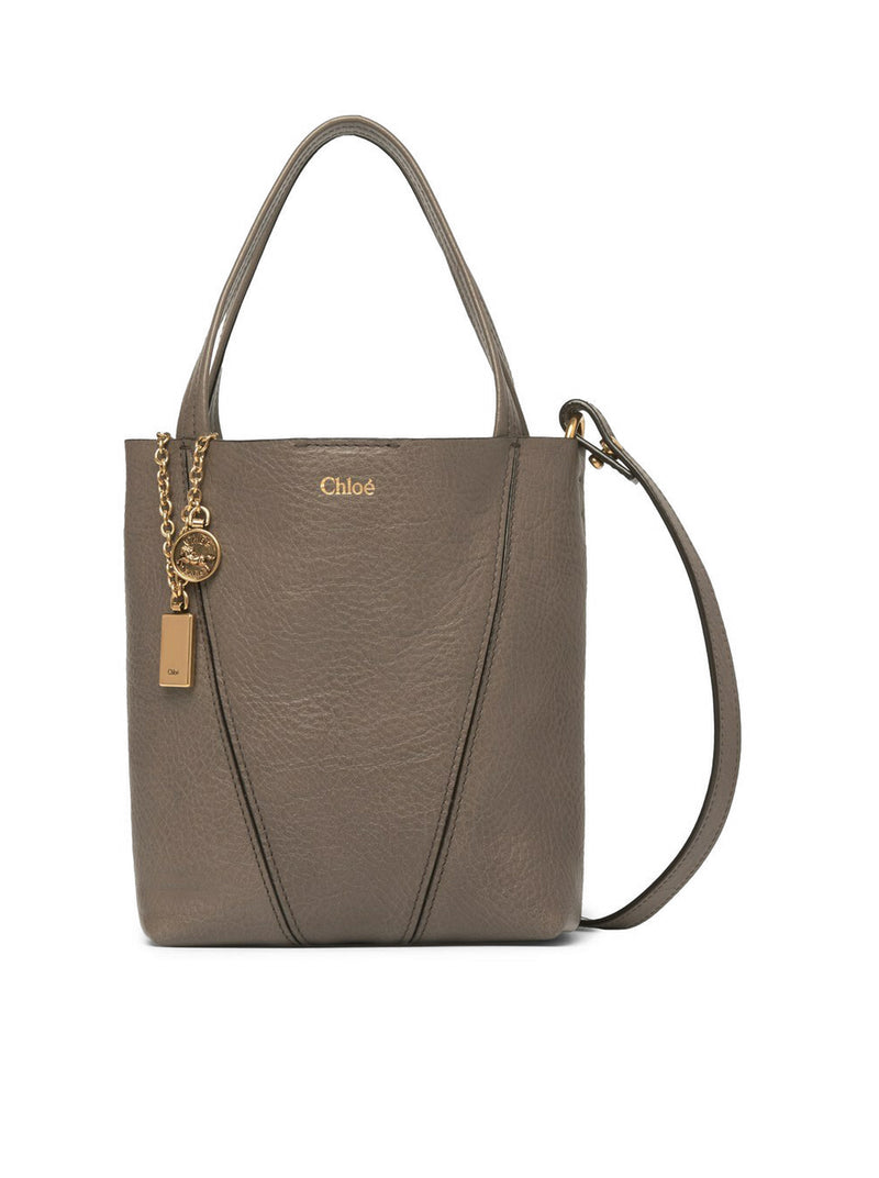 TOTE BAG PICCOLA CHLOÉ SPIN IN PELLE GRANATA