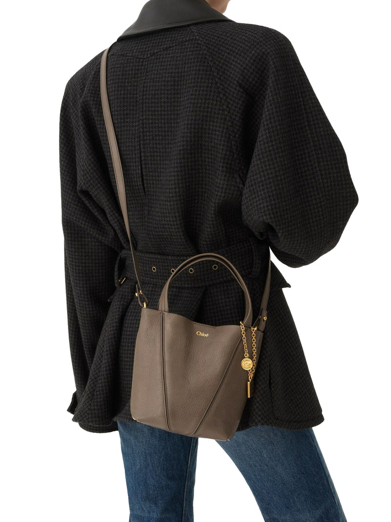 TOTE BAG PICCOLA CHLOÉ SPIN IN PELLE GRANATA