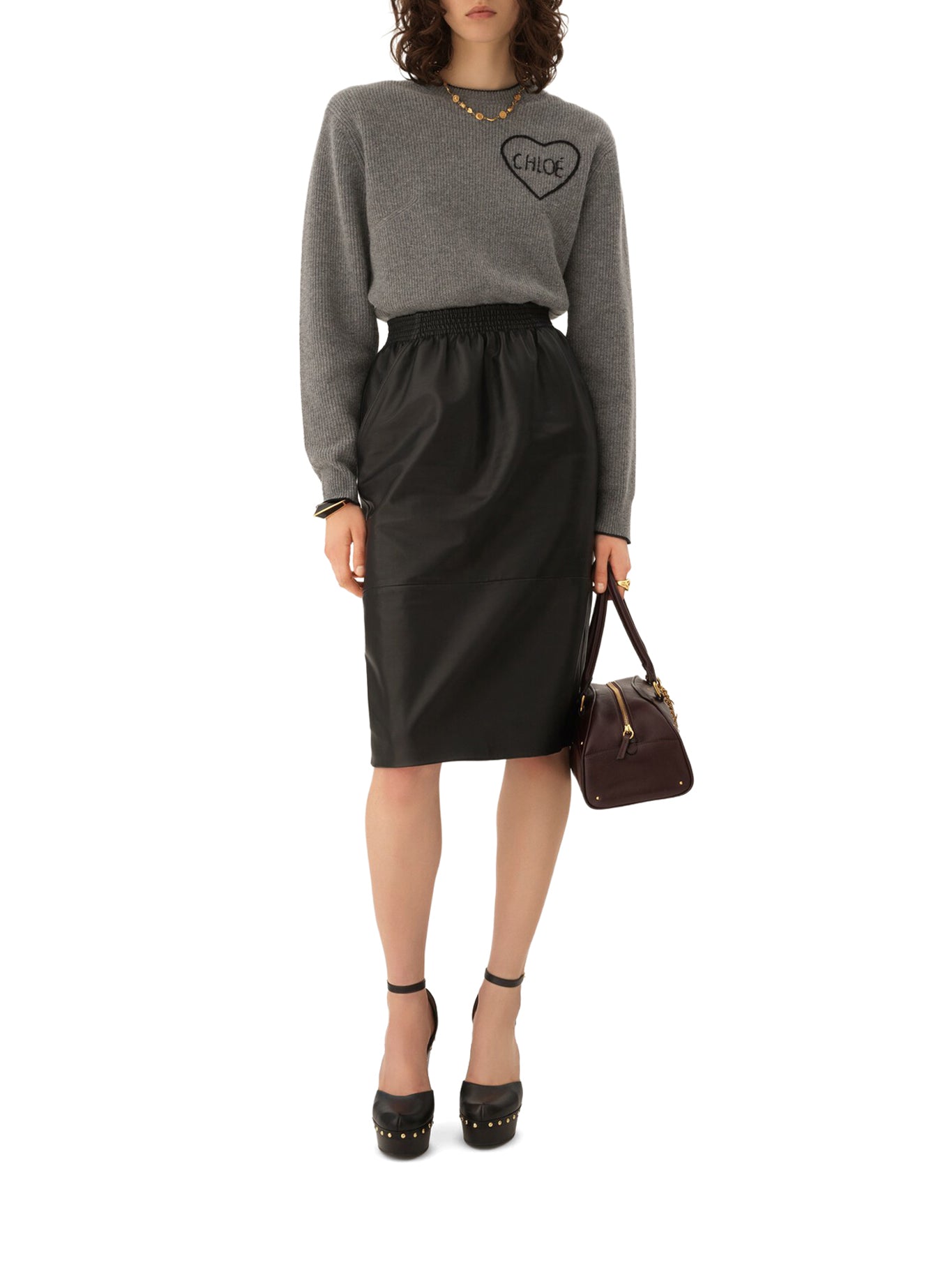 PULLOVER CORTO CON LOGO IN MAGLIA DI LANA