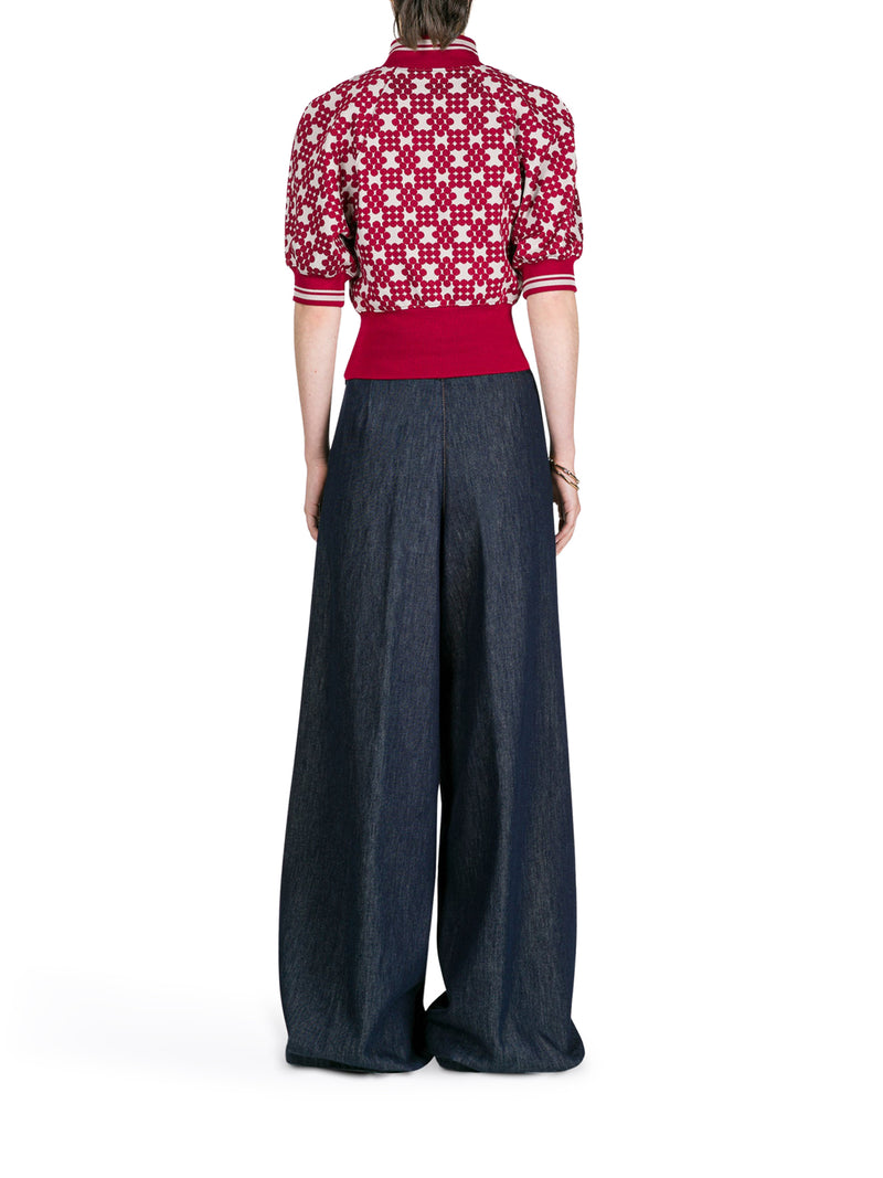 JEANS WIDE LEG CON PINCES IN DENIM SCURO