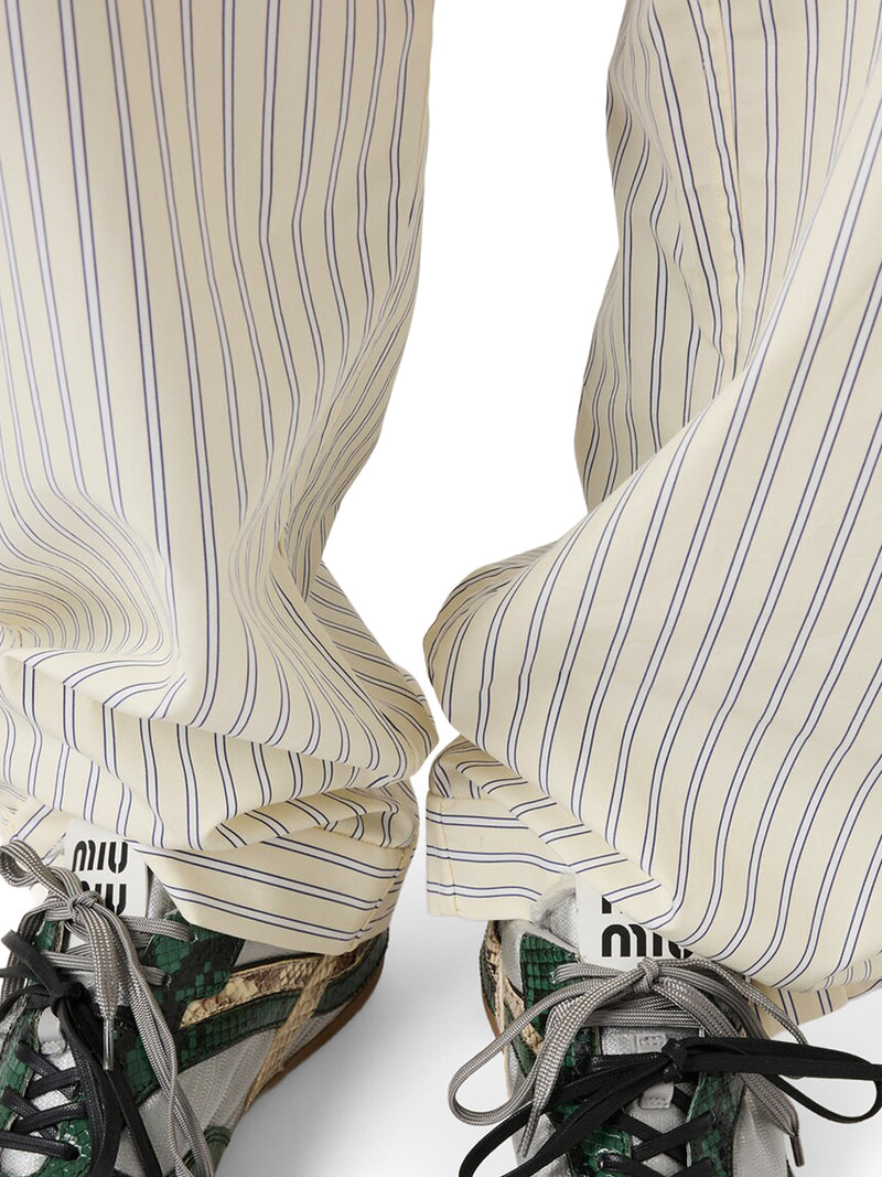 PANTALONI A RIGHE IN POPELINE DI COTONE