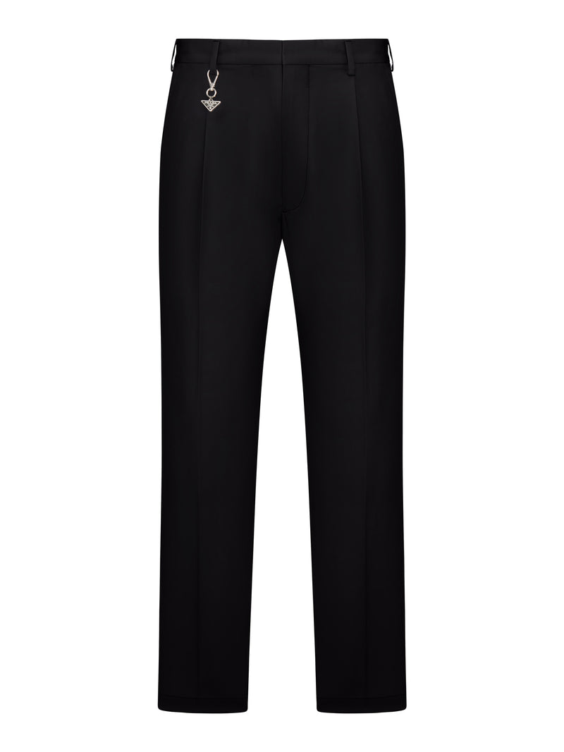 PANTALONI IN COTONE CON LOGO TRIANGOLO IN METALLO SMALTATO