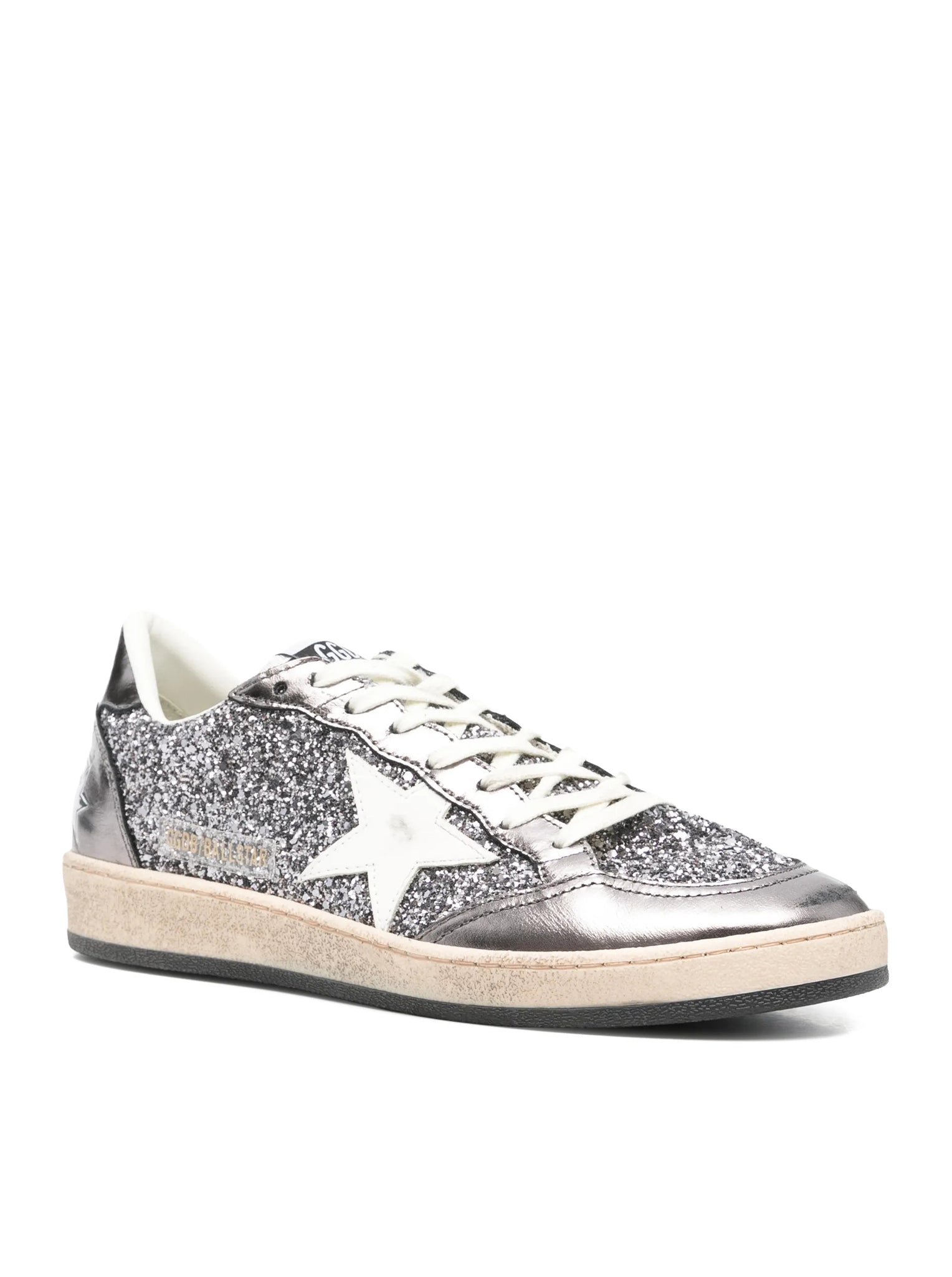 SNEAKERS BALLSTAR IN PELLE LAMINATA E GLITTER