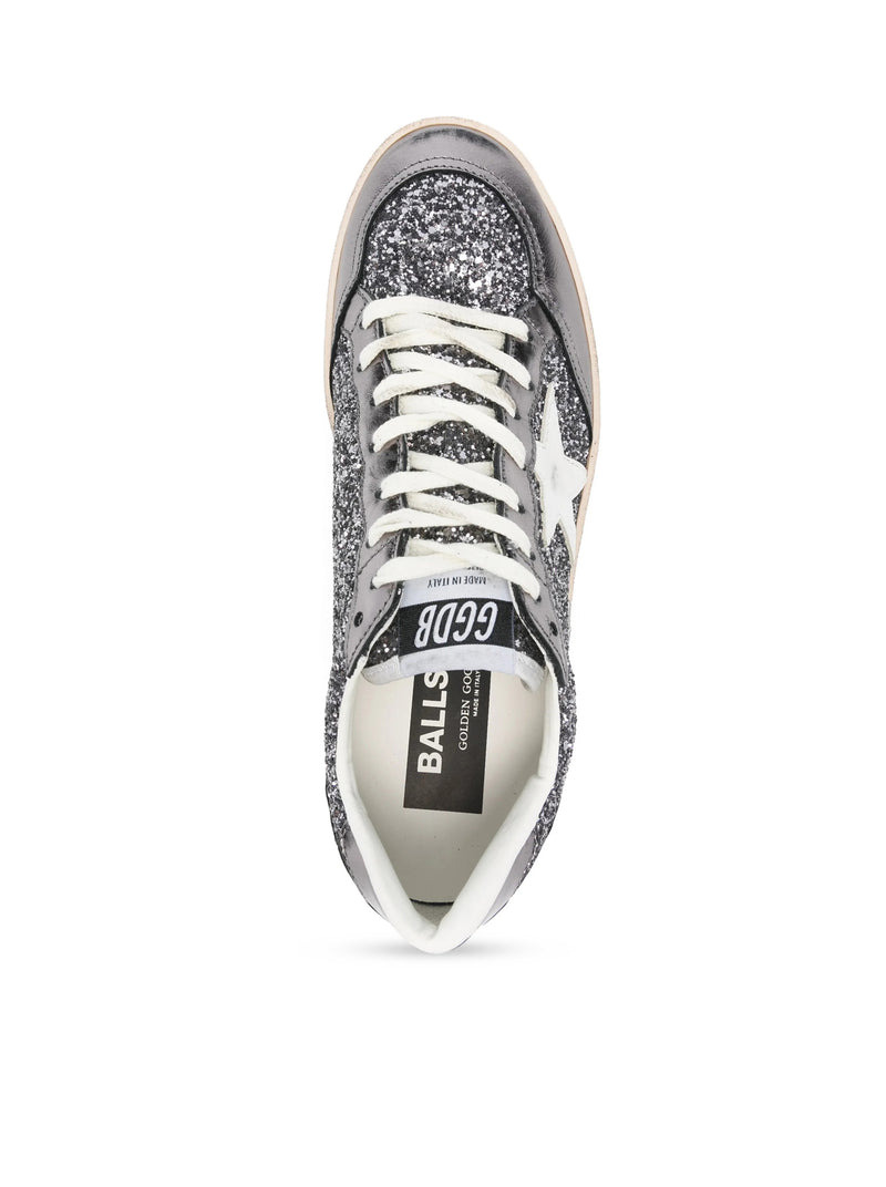 SNEAKERS BALLSTAR IN PELLE LAMINATA E GLITTER