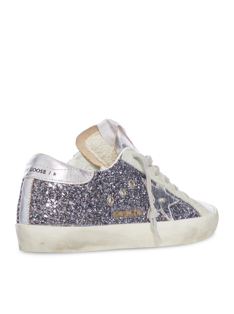 SUPER-STAR IN PELLE CON GLITTER ARGENTO