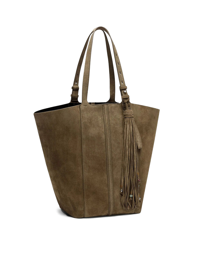 BORSA TOTE IN SUEDE CON FRANGE
