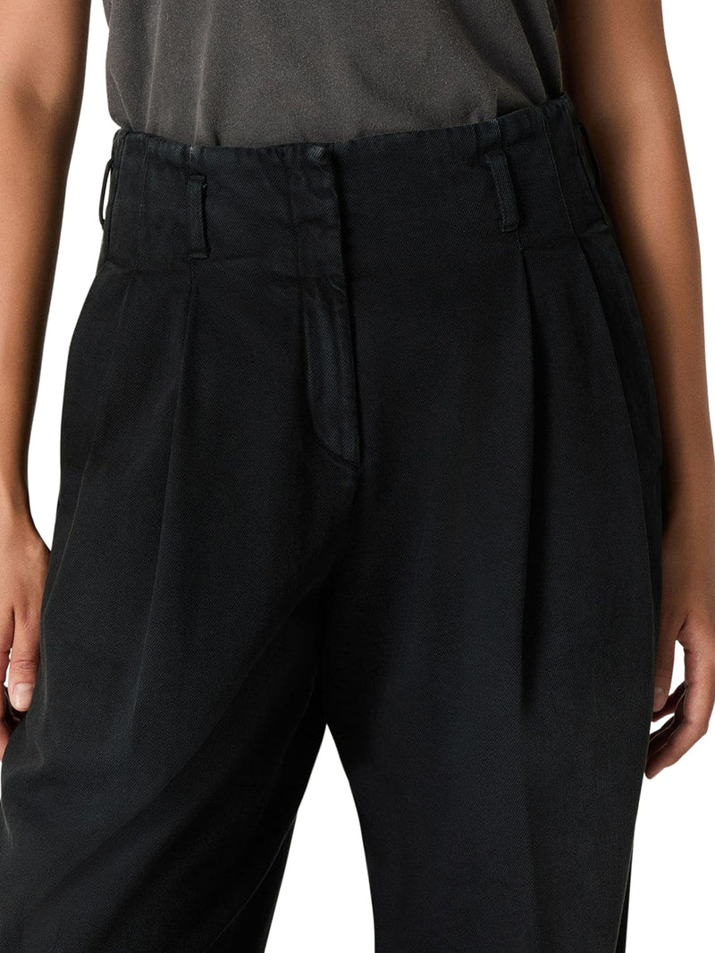 PANTALONI IN DENIM DI COTONE NERO CON TRATTAMENTO LIVED-IN