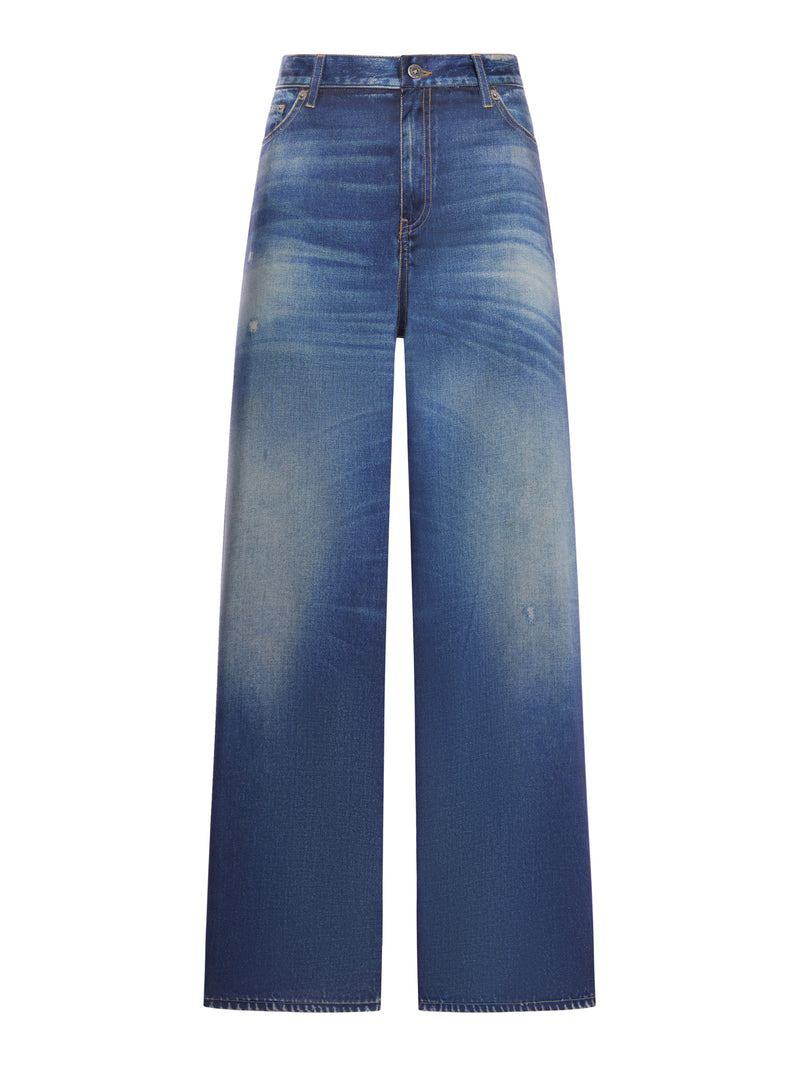 PANTALONI IN COTONE CON STAMPA DENIM
