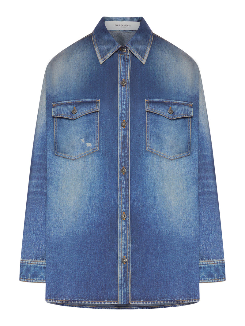 CAMICIA OVER CON STAMPA DENIM