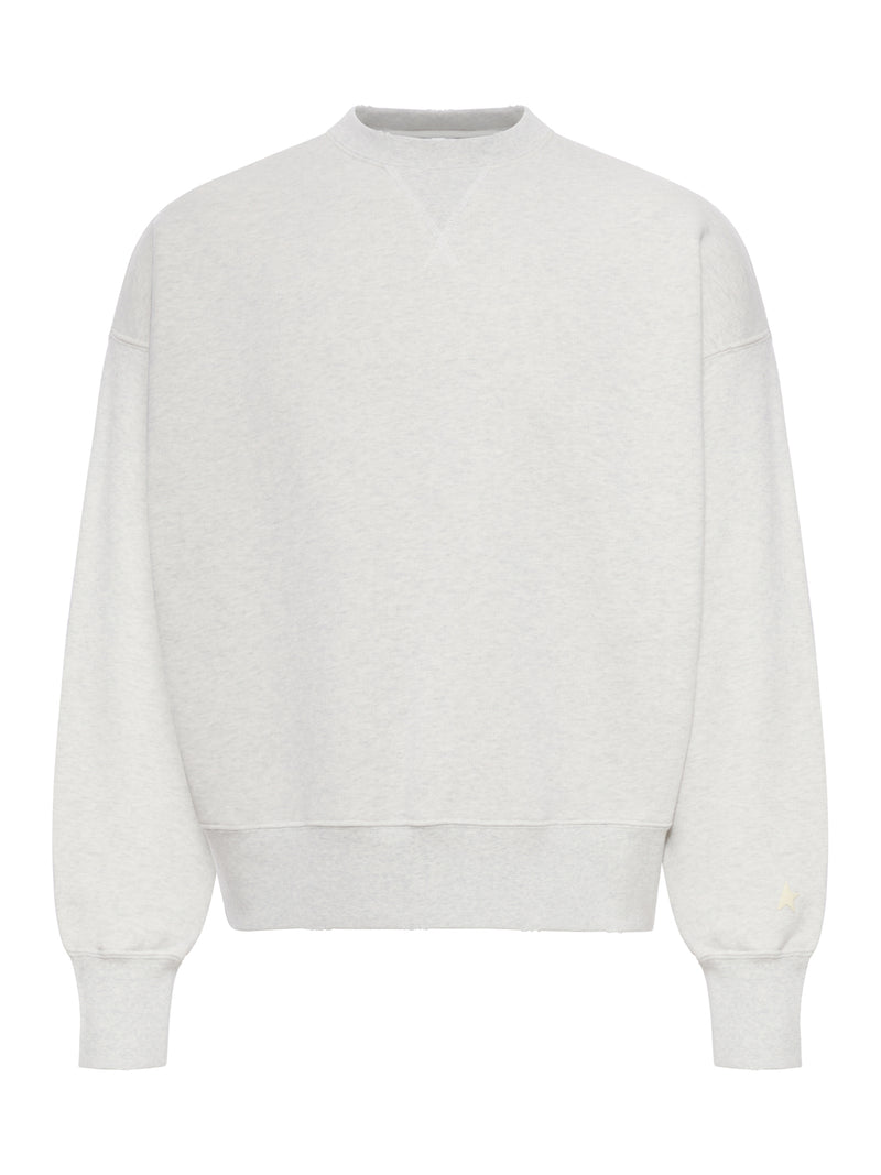 FELPA UNISEX STAR IN COTONE GRIGIO CON RICAMO E CRISTALLI