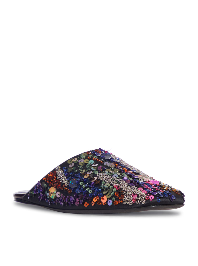 MULE IN CRÊPE SATIN DECORATO