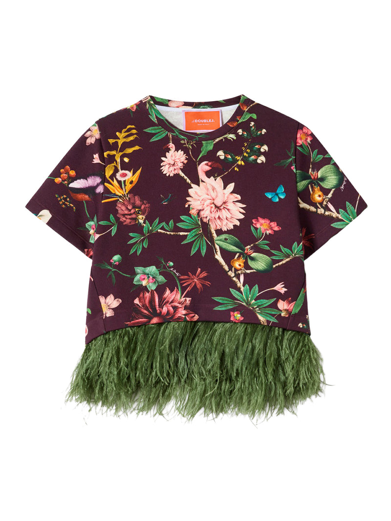 T-SHIRT CON PIUME DI STRUZZO LA SCALA