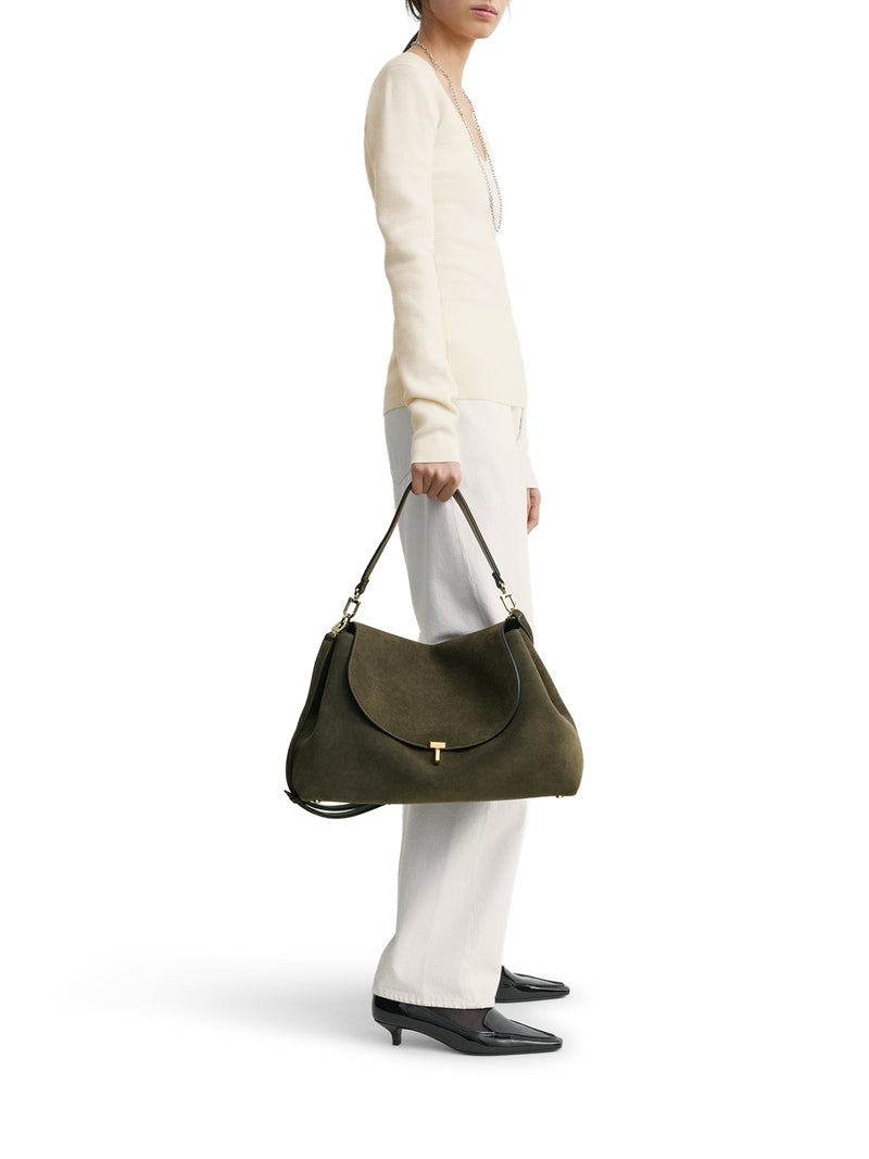 BORSA T-LOCK IN PELLE SCAMOSCIATA