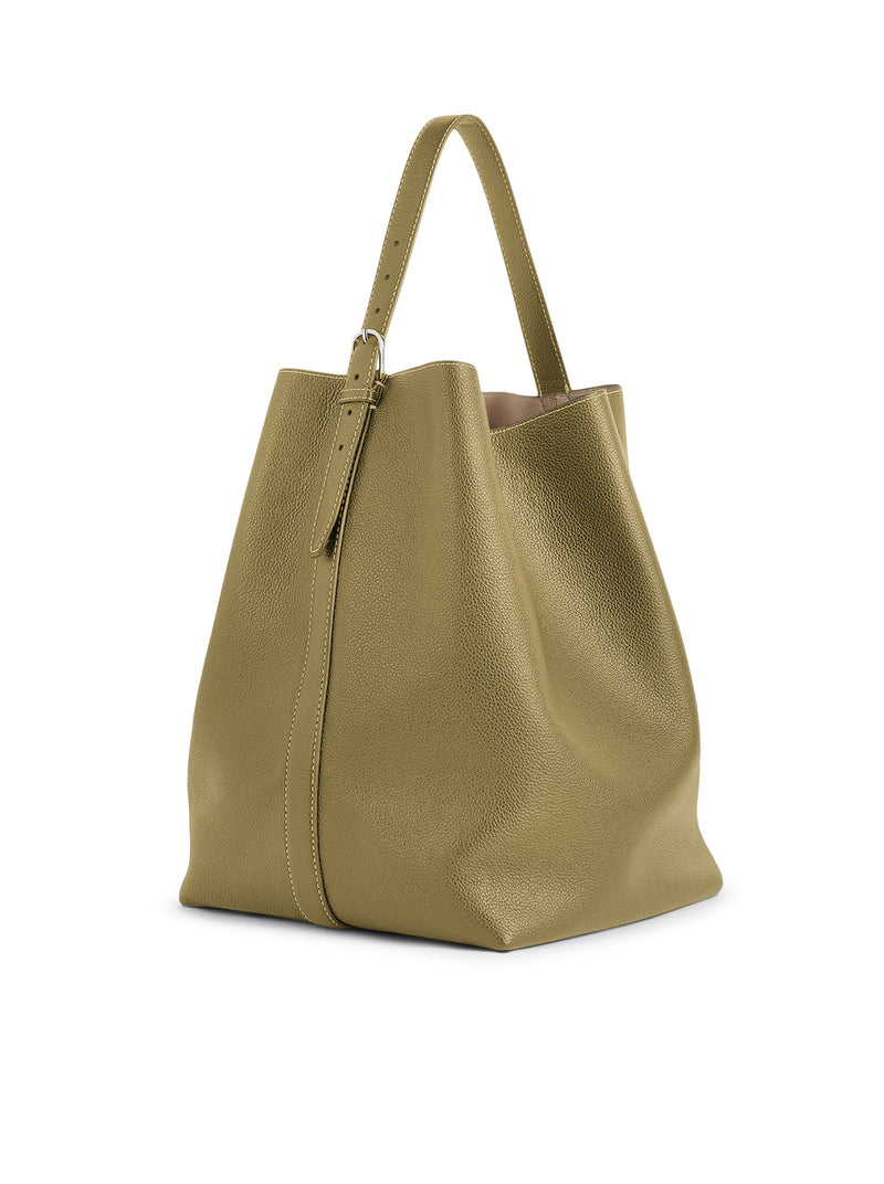BORSA TOTE BELTED IN PELLE DI VITELLO MARTELLATA
