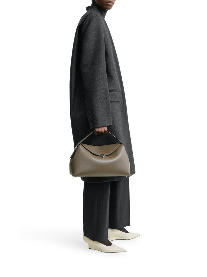 BORSA A MANO T-LOCK IN PELLE GRANATA