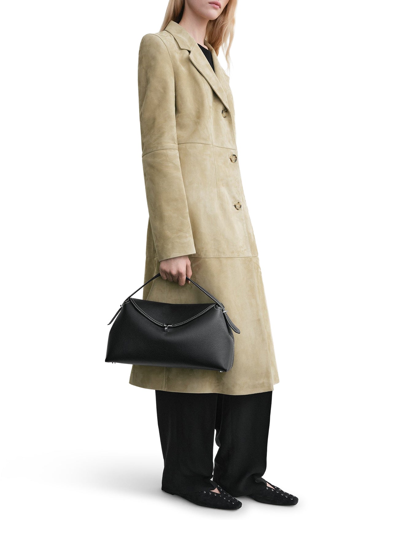 BORSA T-LOCK IN PELLE GOFFRATA