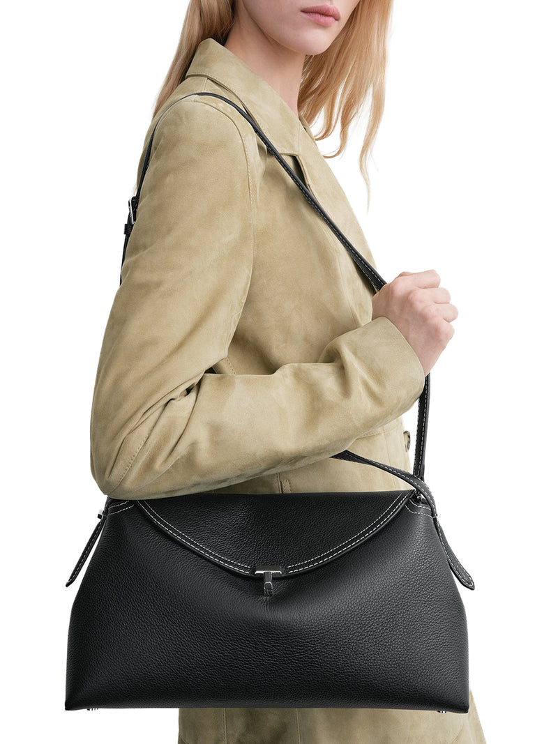 BORSA T-LOCK IN PELLE GOFFRATA