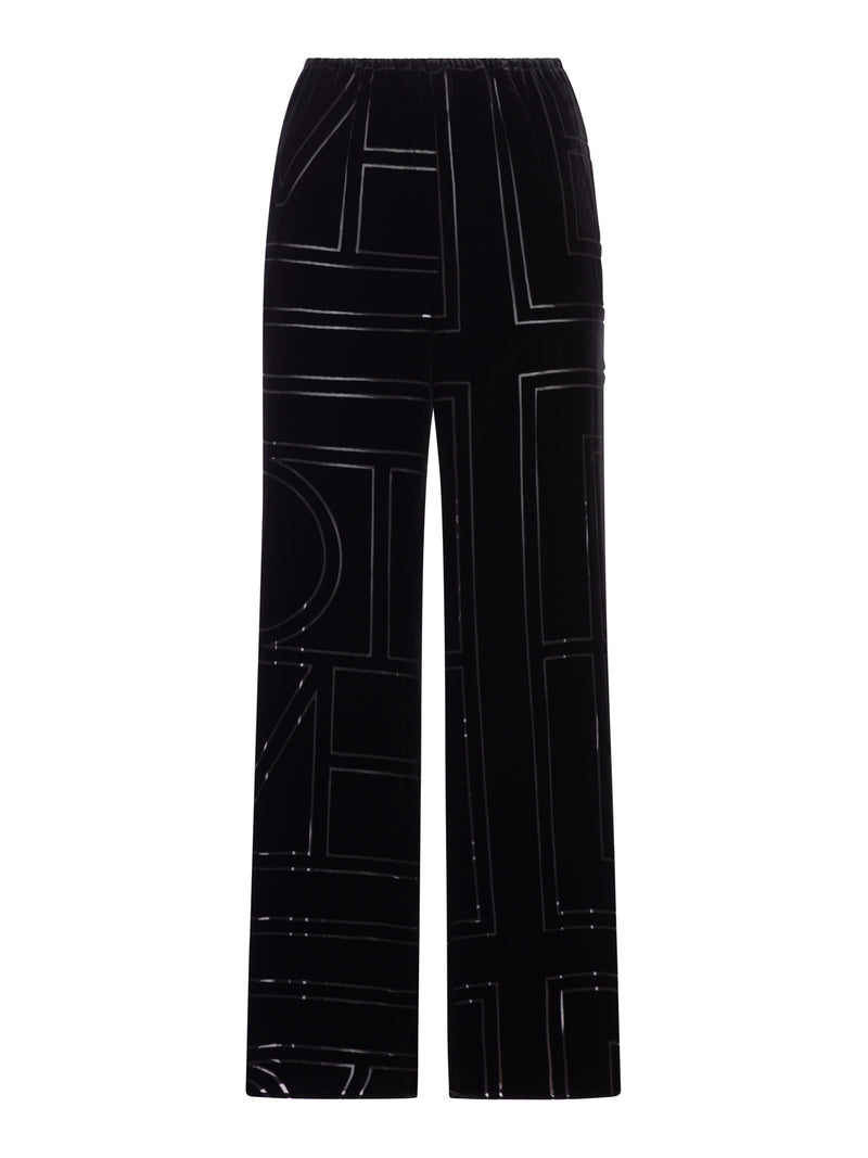 PANTALONI IN VELLUTO CON MONOGRAMMA DÉVORÉ