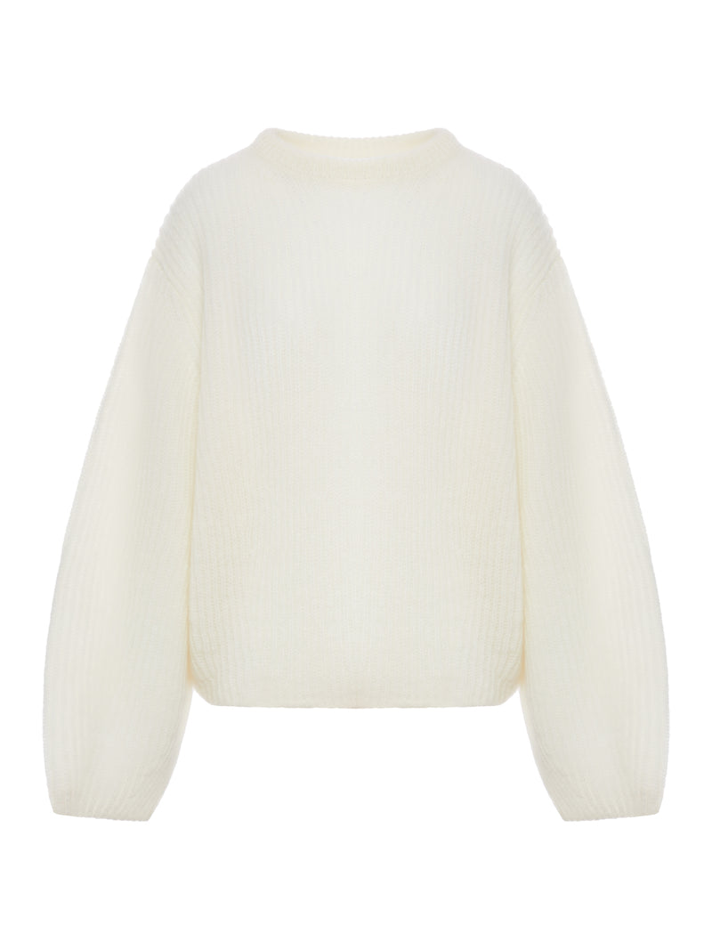 MAGLIA A COSTE IN MISTO MOHAIR ECRU