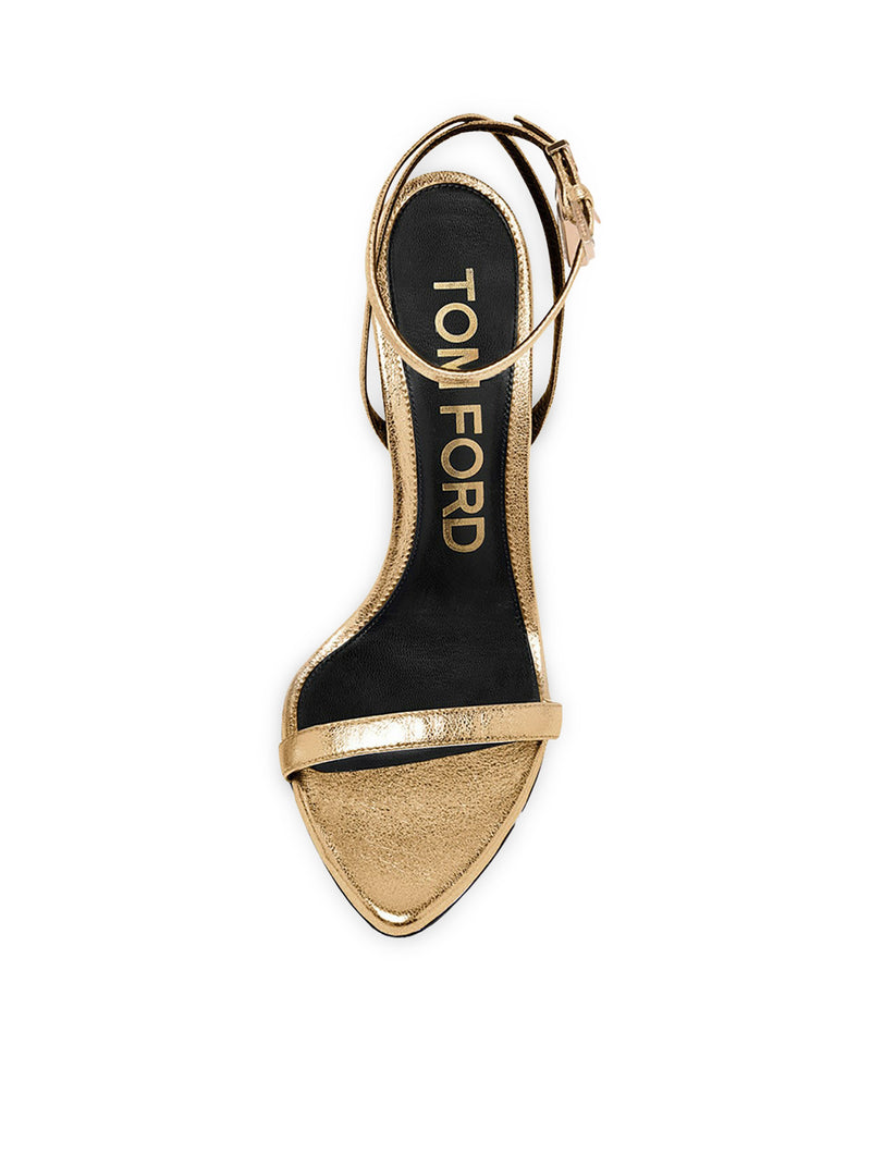 DECOLLETE` ORO CON TACCO ALTO A STILETTO IN VERNICE