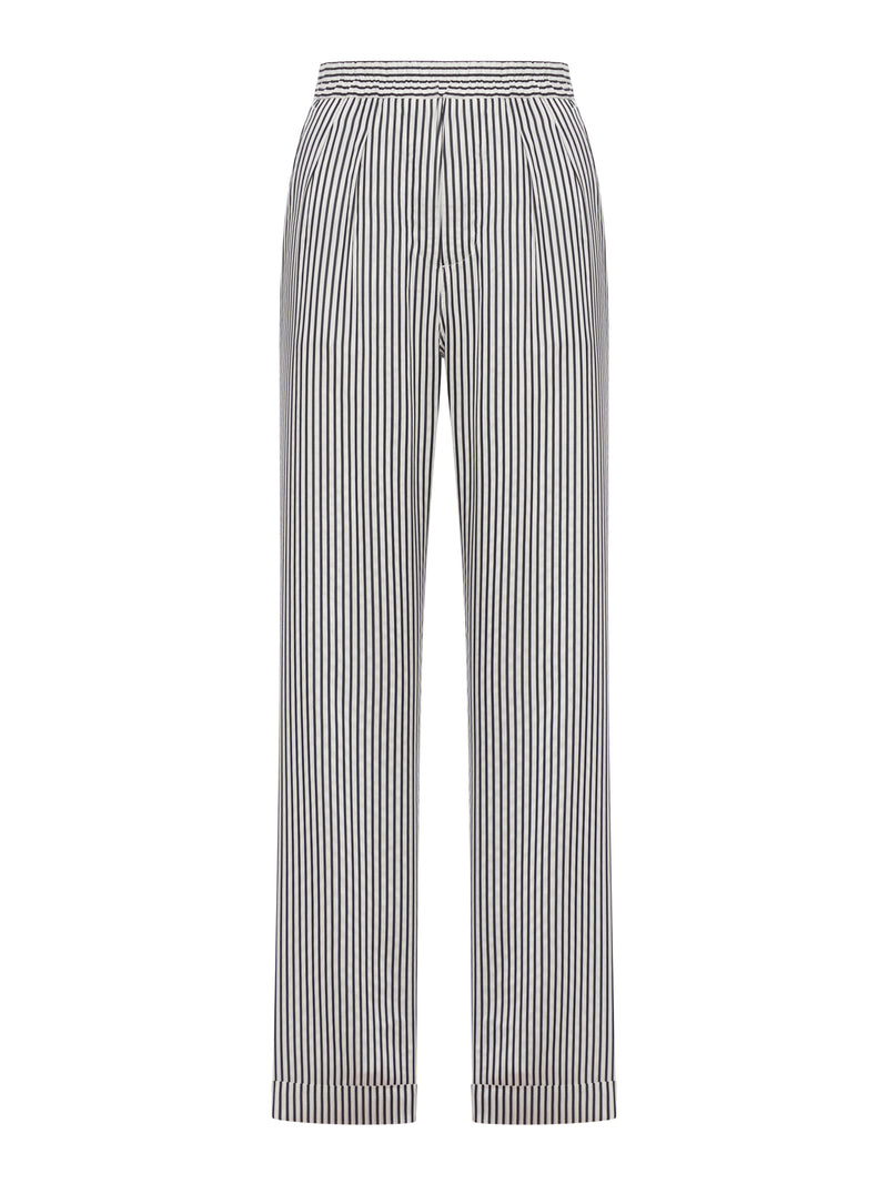 PANTALONI A RIGHE IN SETA
