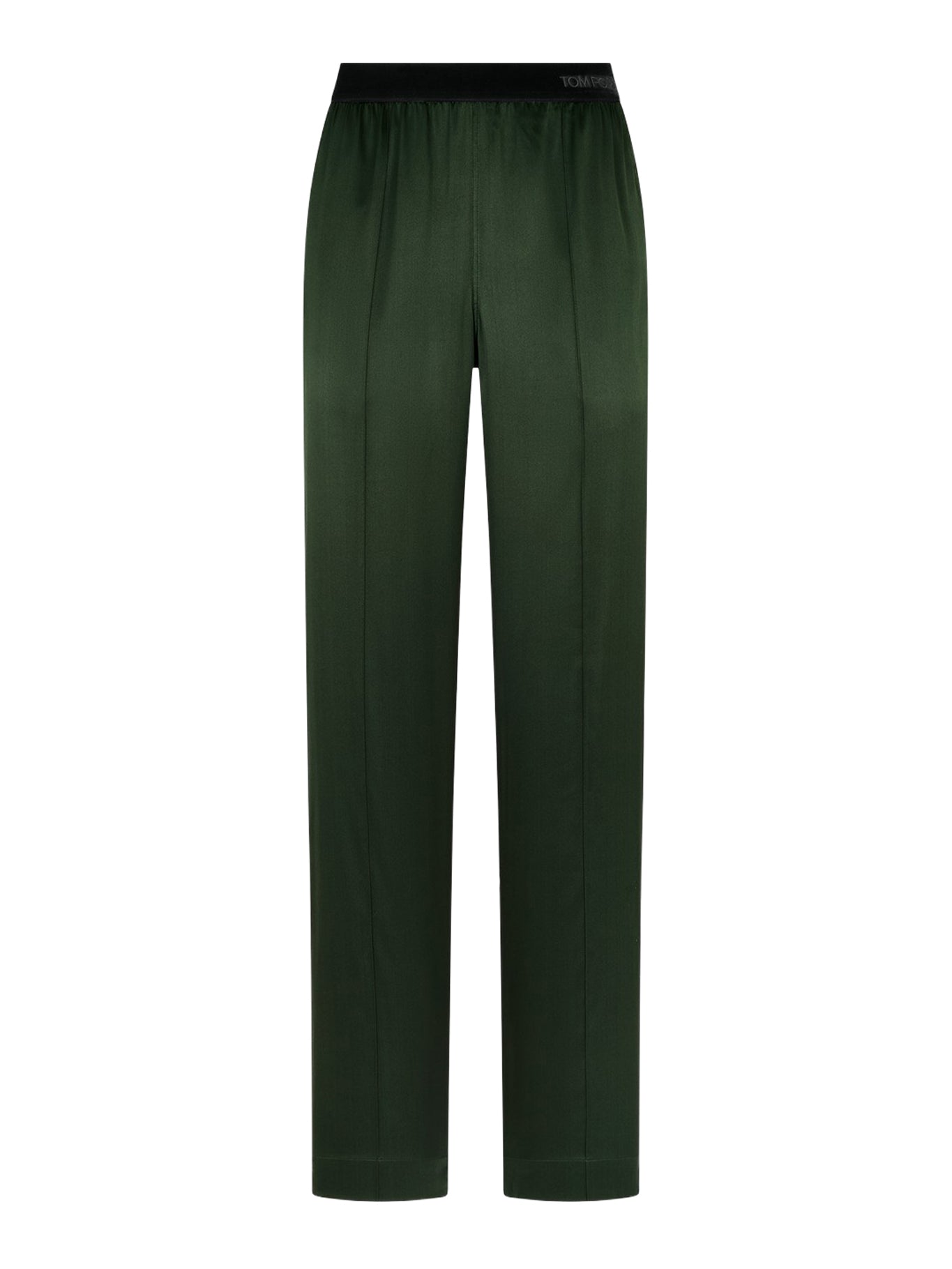 PANTALONI IN RASO DI SETA ELASTICIZZATO VERDE
