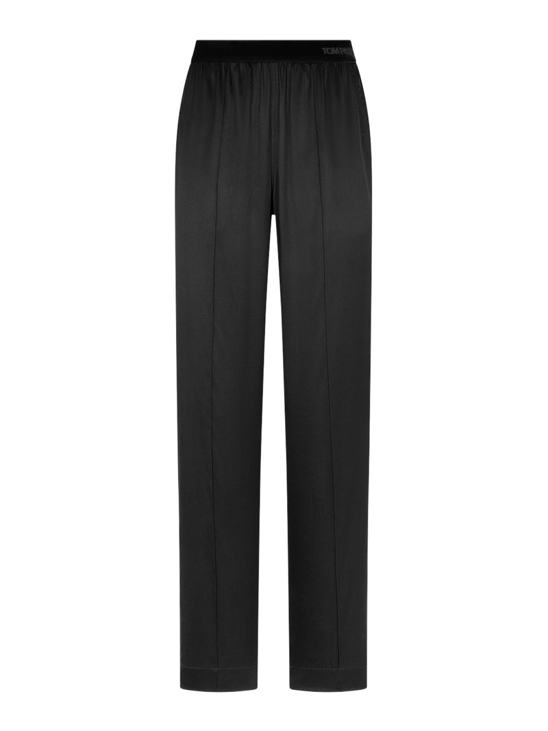 PANTALONI IN RASO DI SETA ELASTICIZZATO NERO