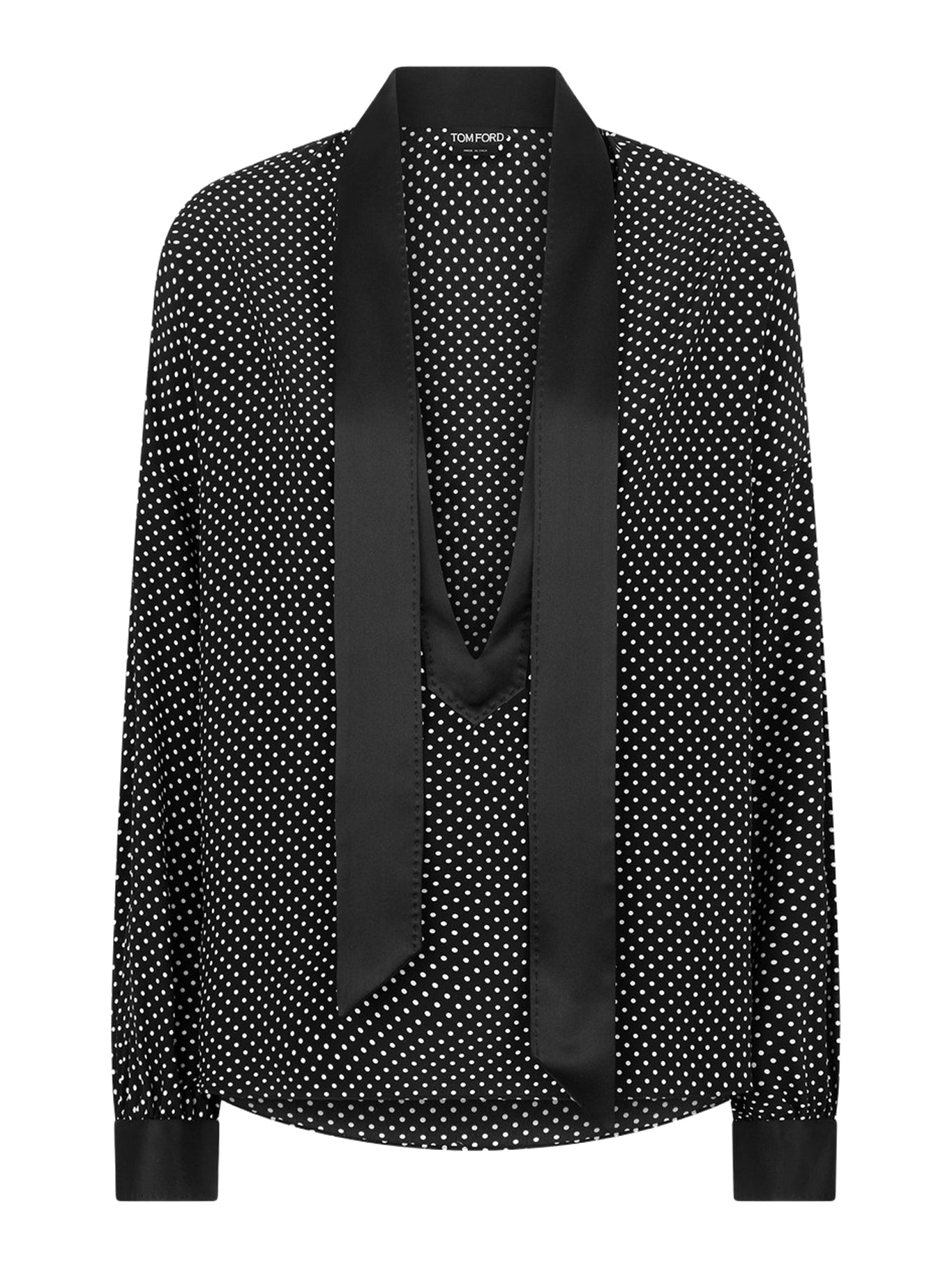 BLUSA IN CREPE DI SETA A POIS CON DETTAGLI DA SMOKING