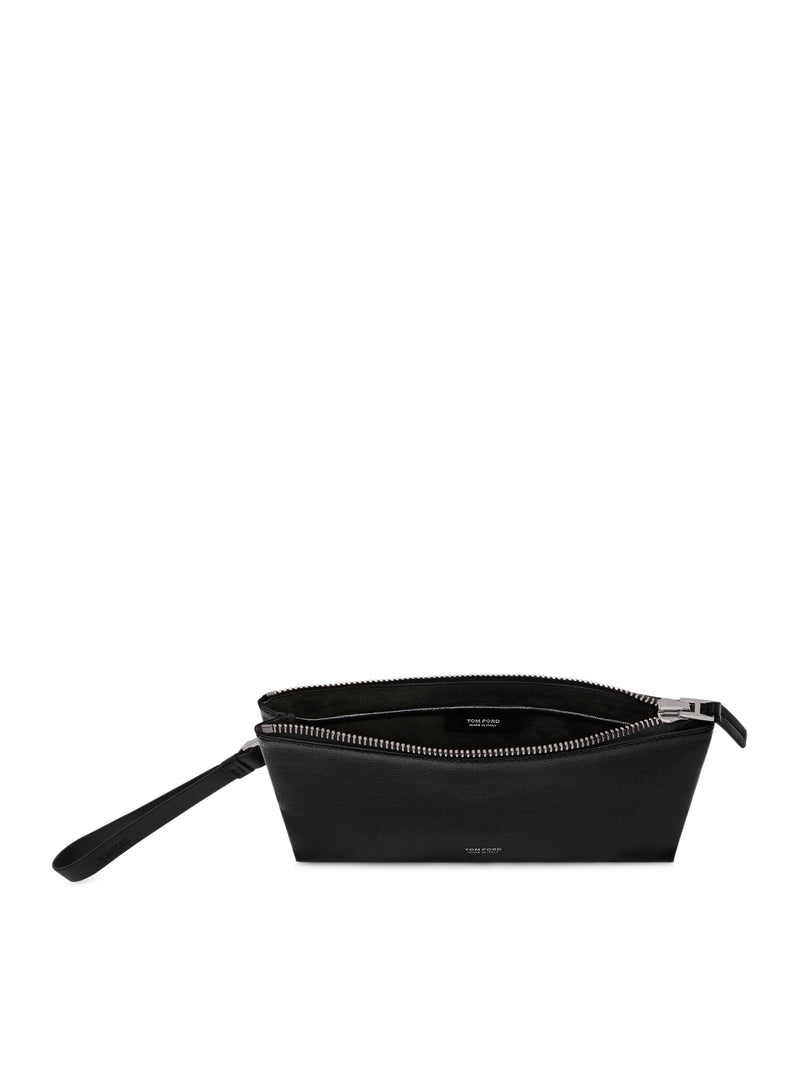 POUCHETTE MINIMAL SOTTILE IN PELLE FIORE CON CINTURINO DA POLSO
