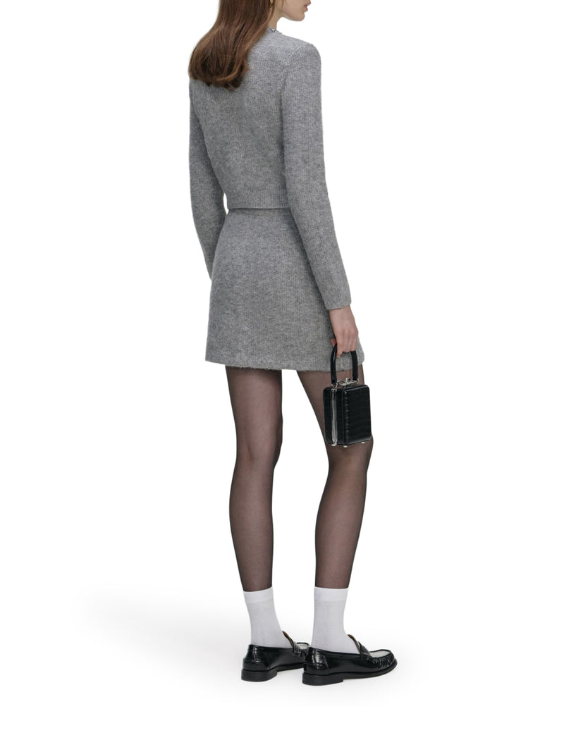 CARDIGAN GRIGIO CON FINITURE IN CRISTALLO