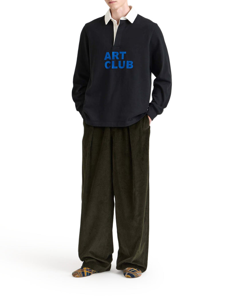 POLO DA RUGBY DA UOMO "ART CLUB" IN NERO LAVATO