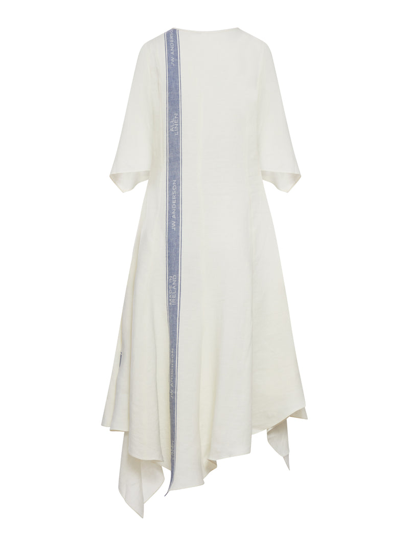 ABITO MIDI IN LINO CON INSERTI LOGATI