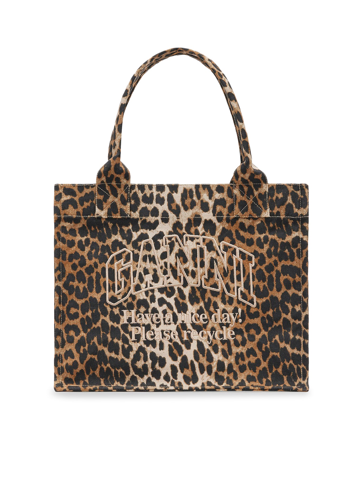 BORSA TOTE IN TELA LEOPARDATA