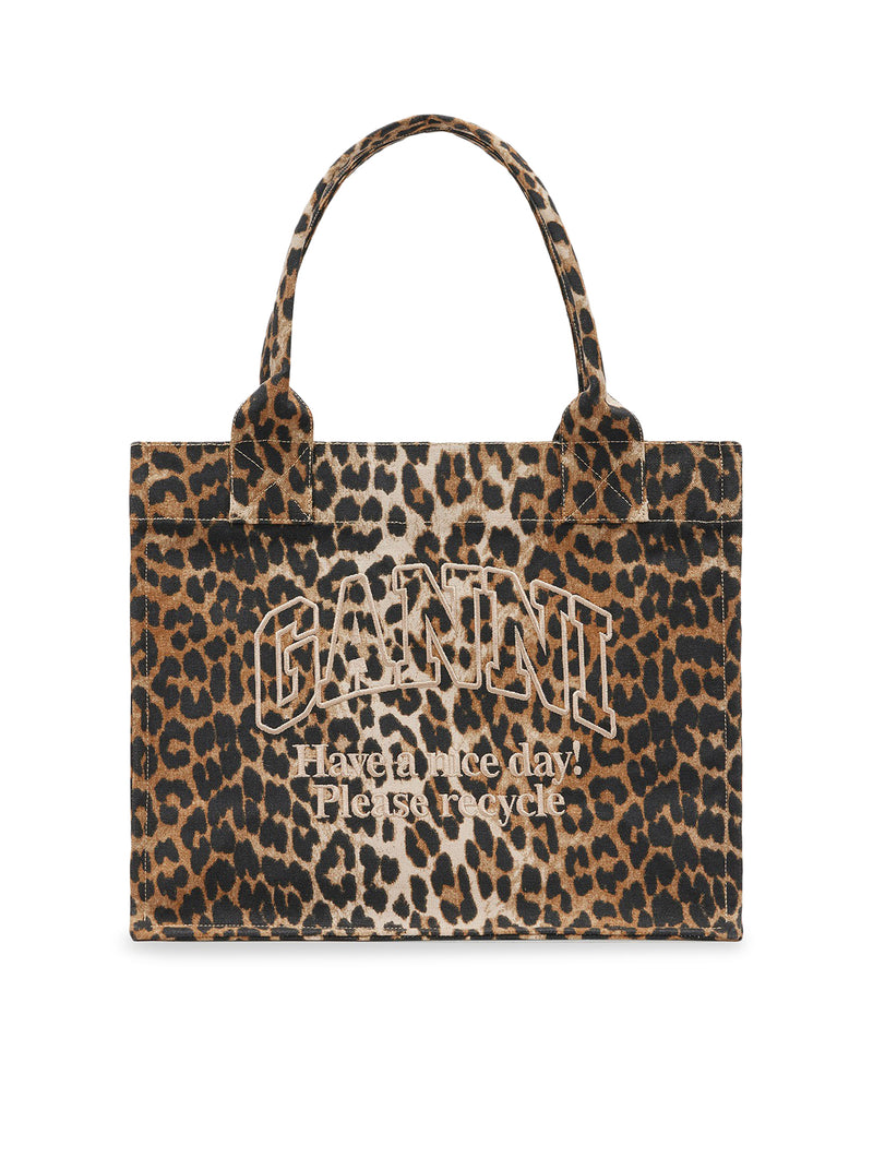 BORSA TOTE IN TELA LEOPARDATA