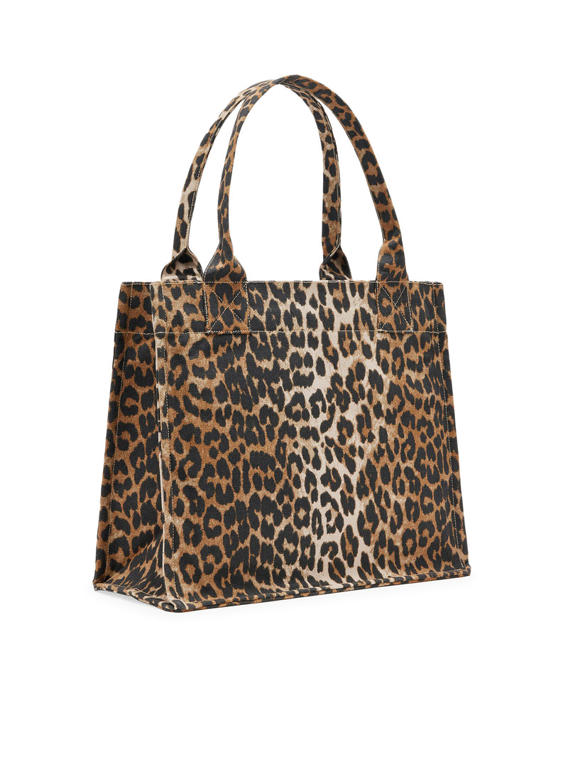 BORSA TOTE IN TELA LEOPARDATA
