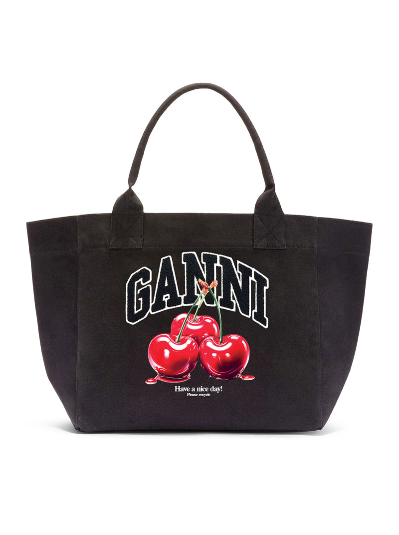 BORSA TOTE MEDIA CHERRY IN COTONE