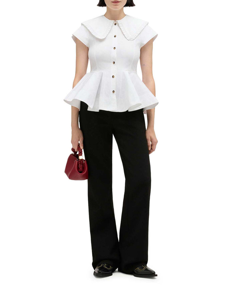 CAMICIA CORTA IN COTONE CON VOLANT