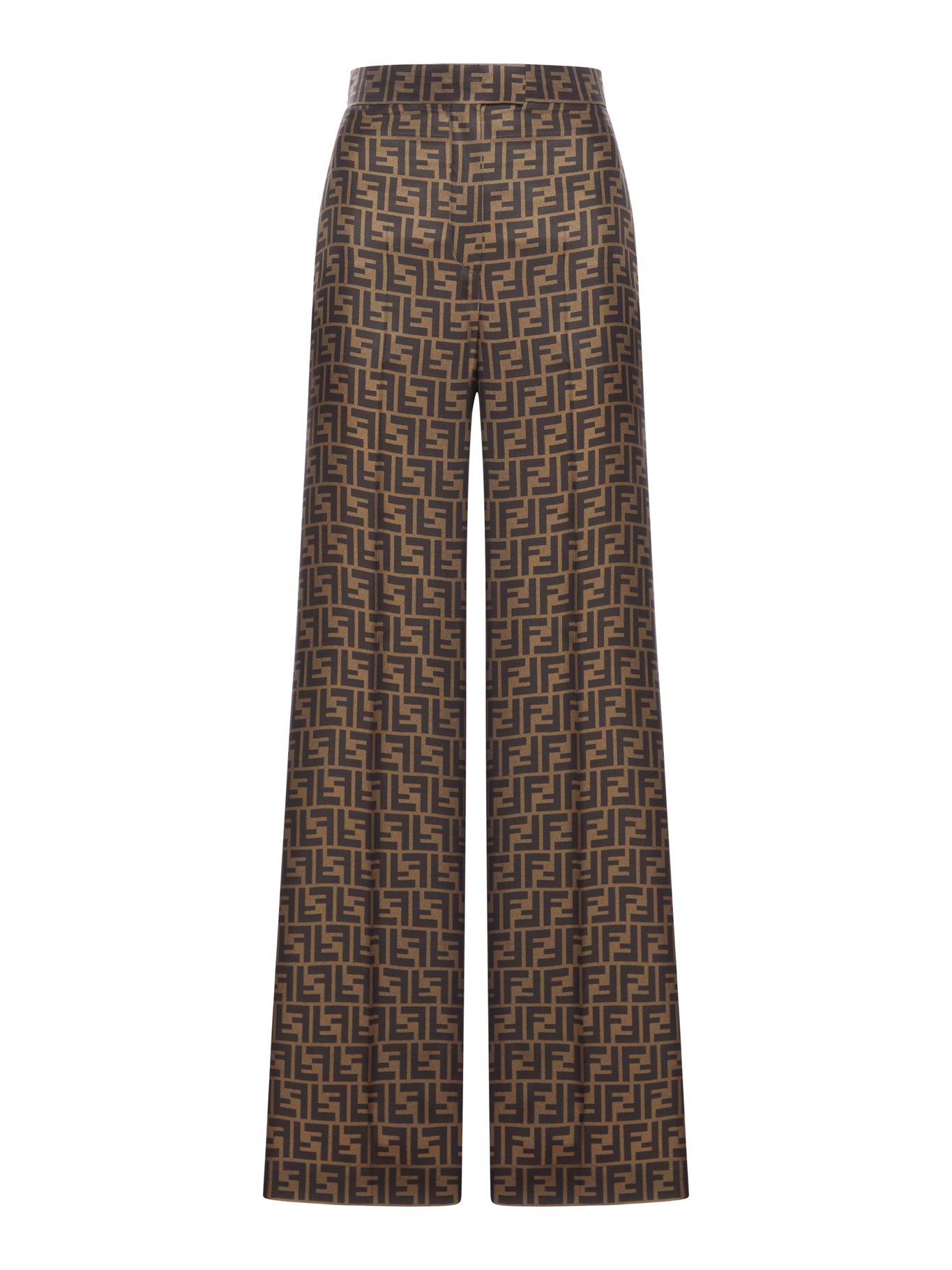 PANTALONI IN TWILL FF MARRONE