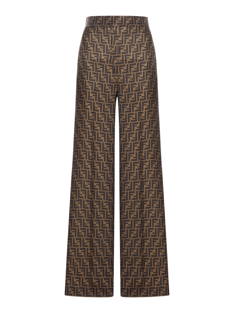 PANTALONI IN TWILL FF MARRONE