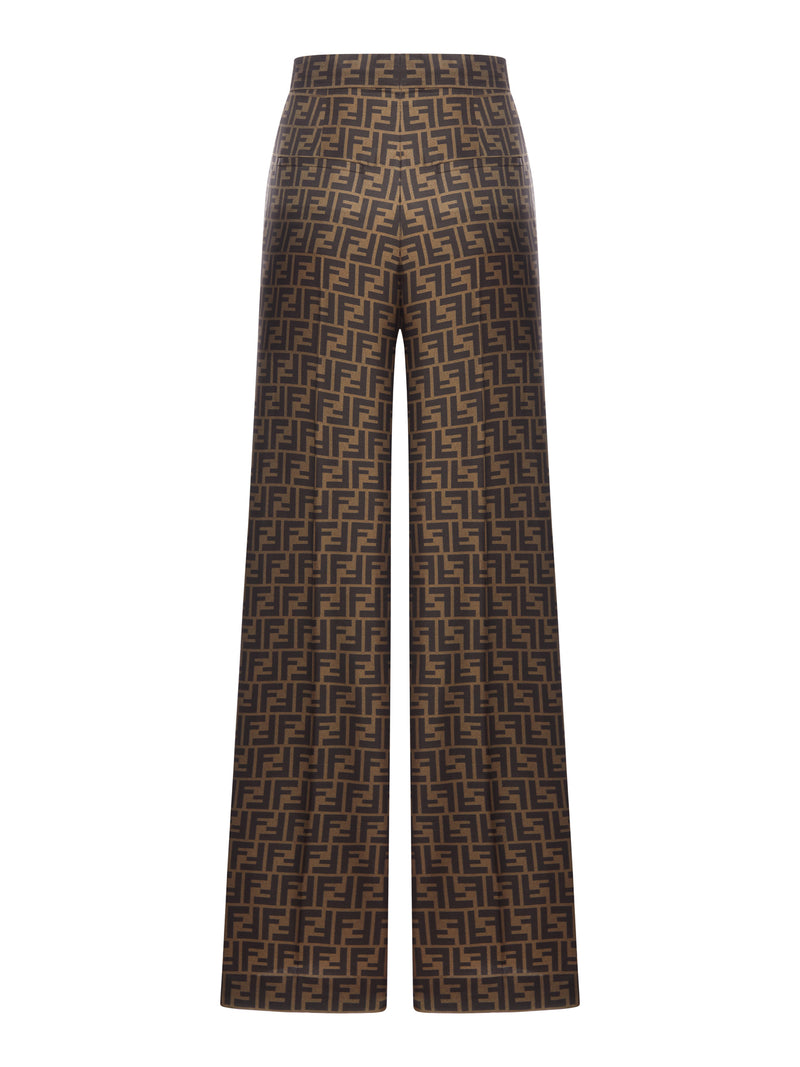 PANTALONI IN TWILL FF MARRONE