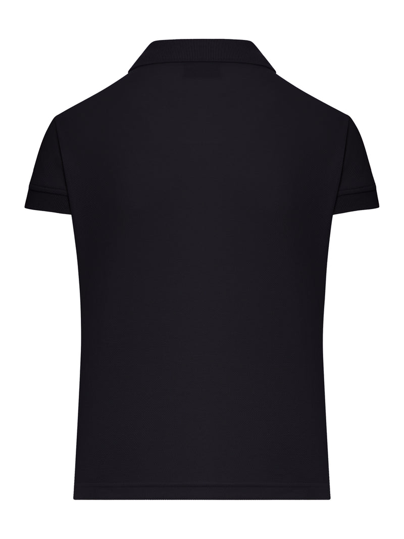 POLO IN COTONE PIQUE NERO CON LOGO SPORT ICON