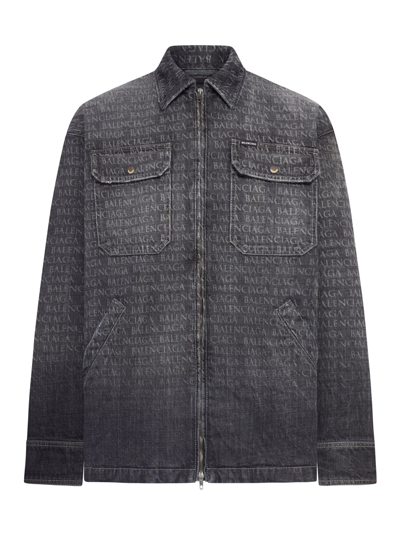 OVERSHIRT IN DENIM CON LOGO ALL-OVER