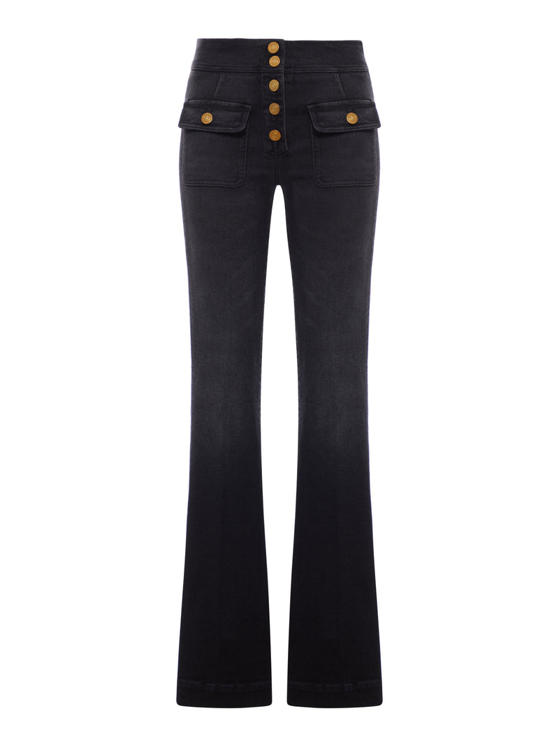 JEANS ANAIS FLARE IN DENIM CON BOTTONI DORATI