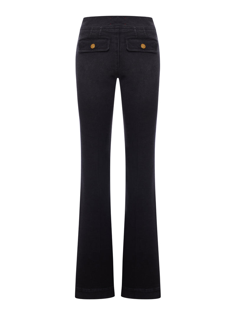 JEANS ANAIS FLARE IN DENIM CON BOTTONI DORATI