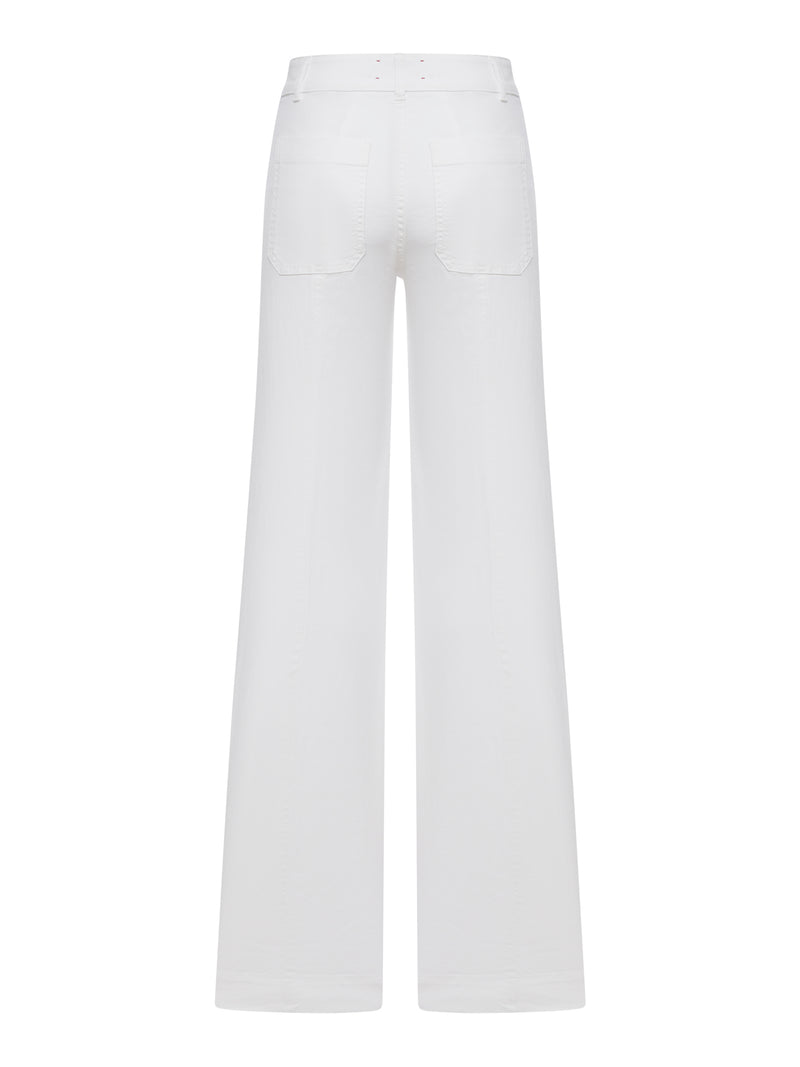 JEANS JANE WIDE LEG IN COTONE BIANCO CON BOTTONI DORATI