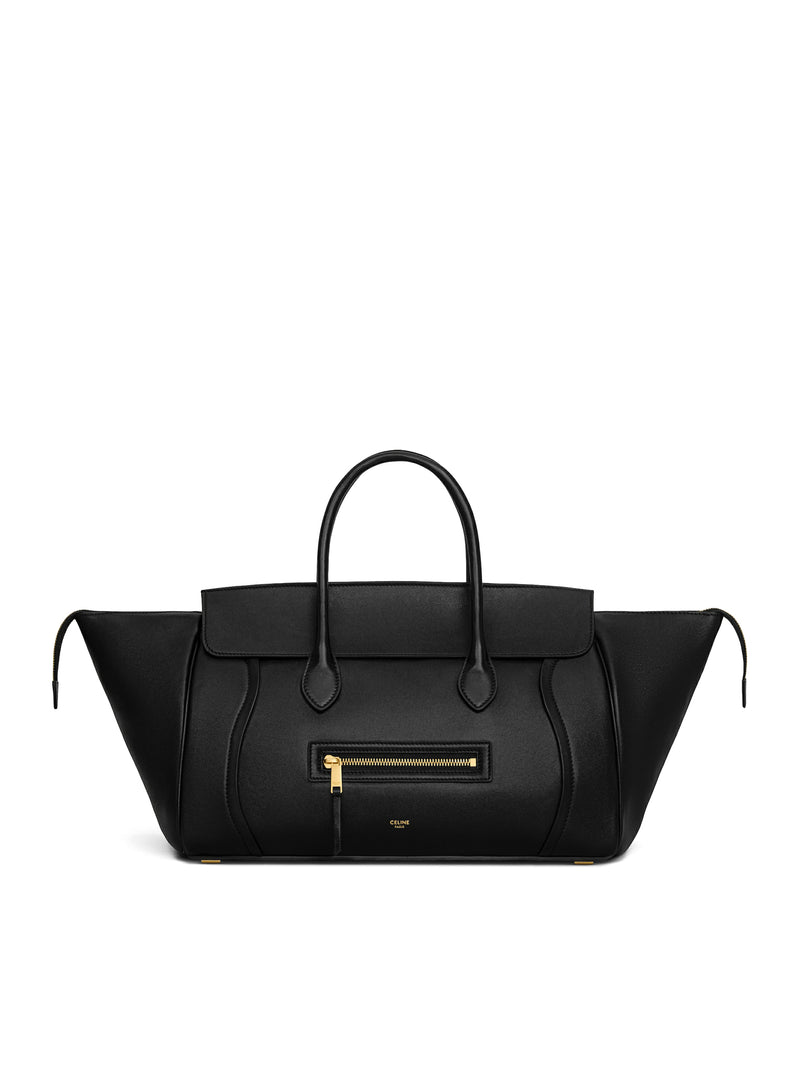 BORSA MEDIA LUGGAGE IN MORBIDA PELLE DI AGNELLO LUCIDA