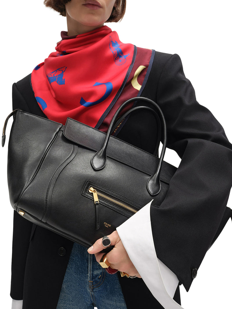 BORSA MEDIA LUGGAGE IN MORBIDA PELLE DI AGNELLO LUCIDA