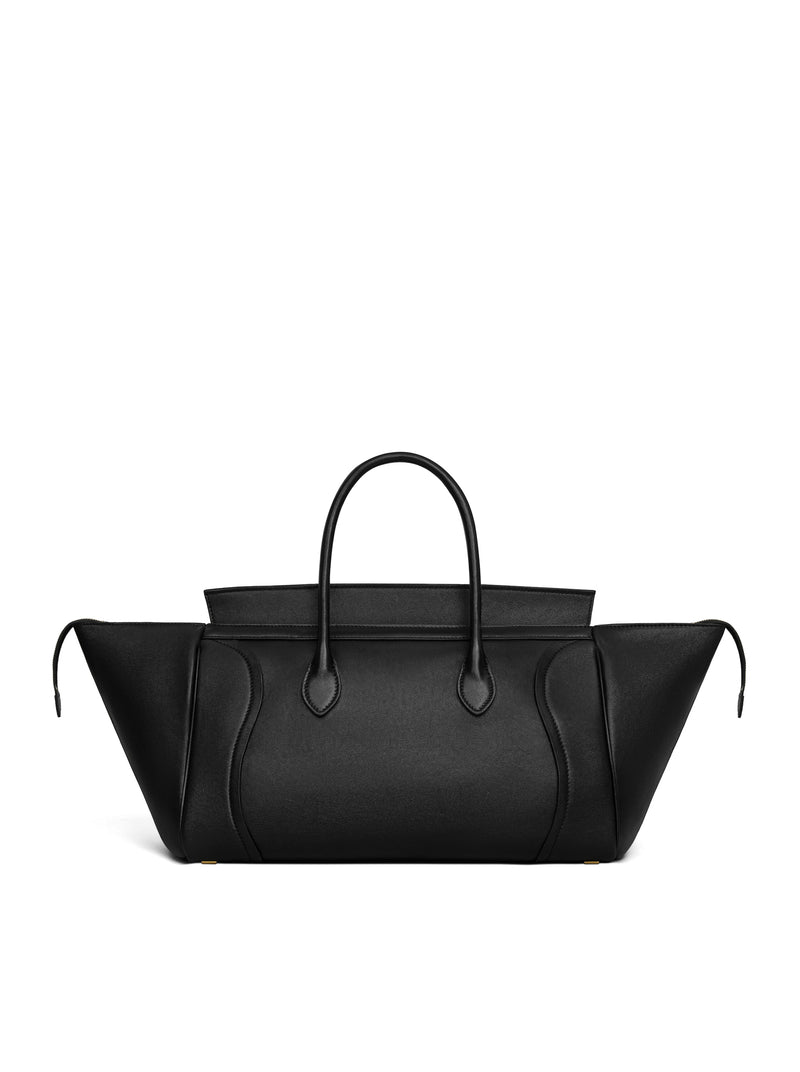 BORSA MEDIA LUGGAGE IN MORBIDA PELLE DI AGNELLO LUCIDA