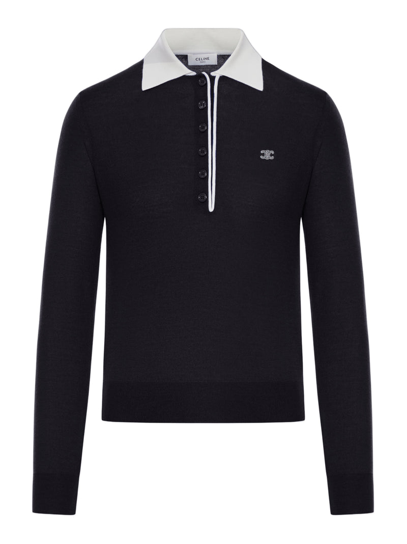 POLO A MANICHE LUNGHE IN CASHMERE E SETA