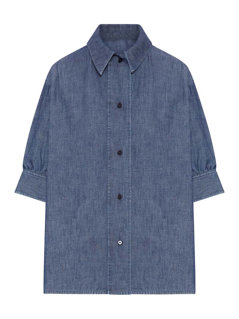 CAMICIA IN DENIM A MANICHE CORTE